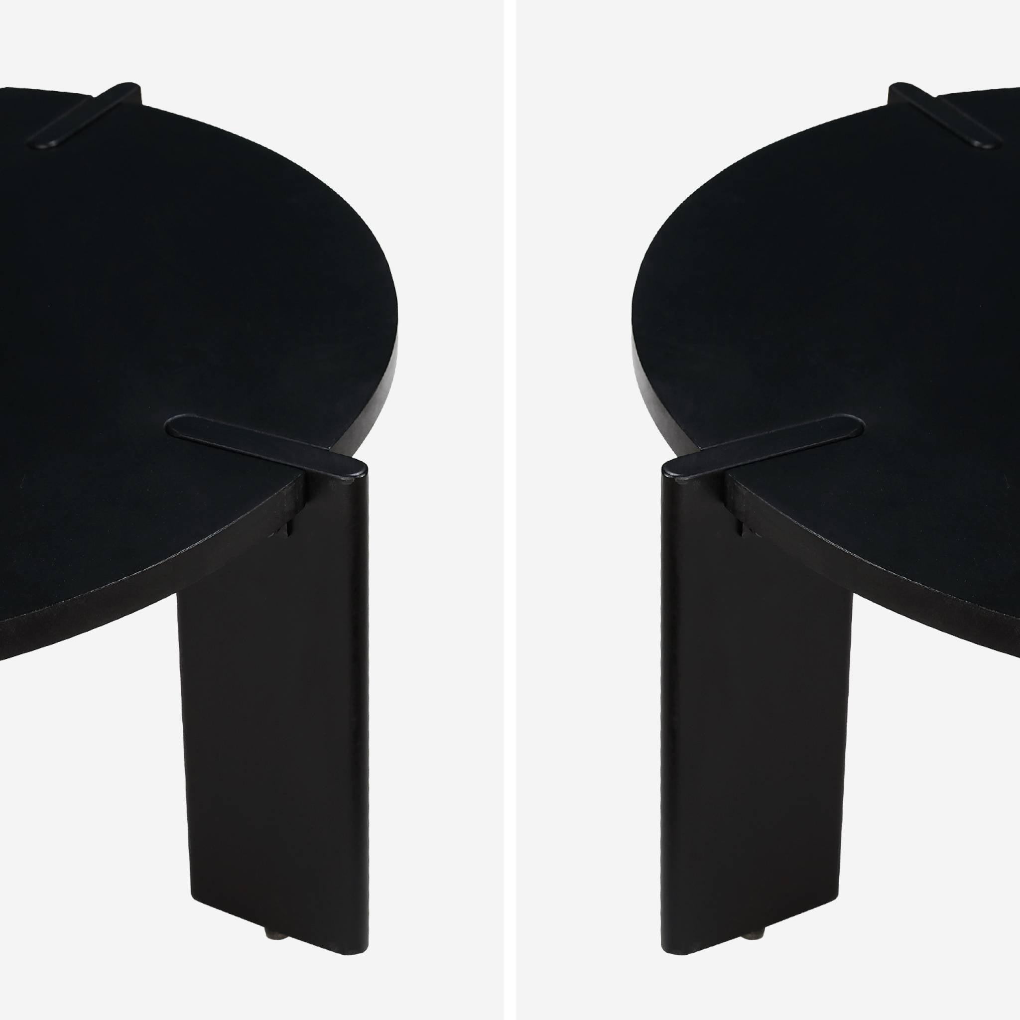 Tavolino da caffè esotico rotondo in legno massello, nero