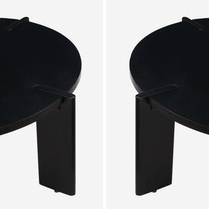 Tavolino da caffè esotico rotondo in legno massello, nero