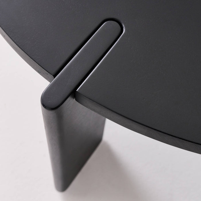 Tavolino da caffè esotico rotondo in legno massello, nero