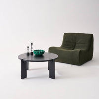 Tavolino da caffè esotico rotondo in legno massello, nero