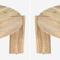 Tavolino da caffè esotico rotondo in legno massello, marrone naturale