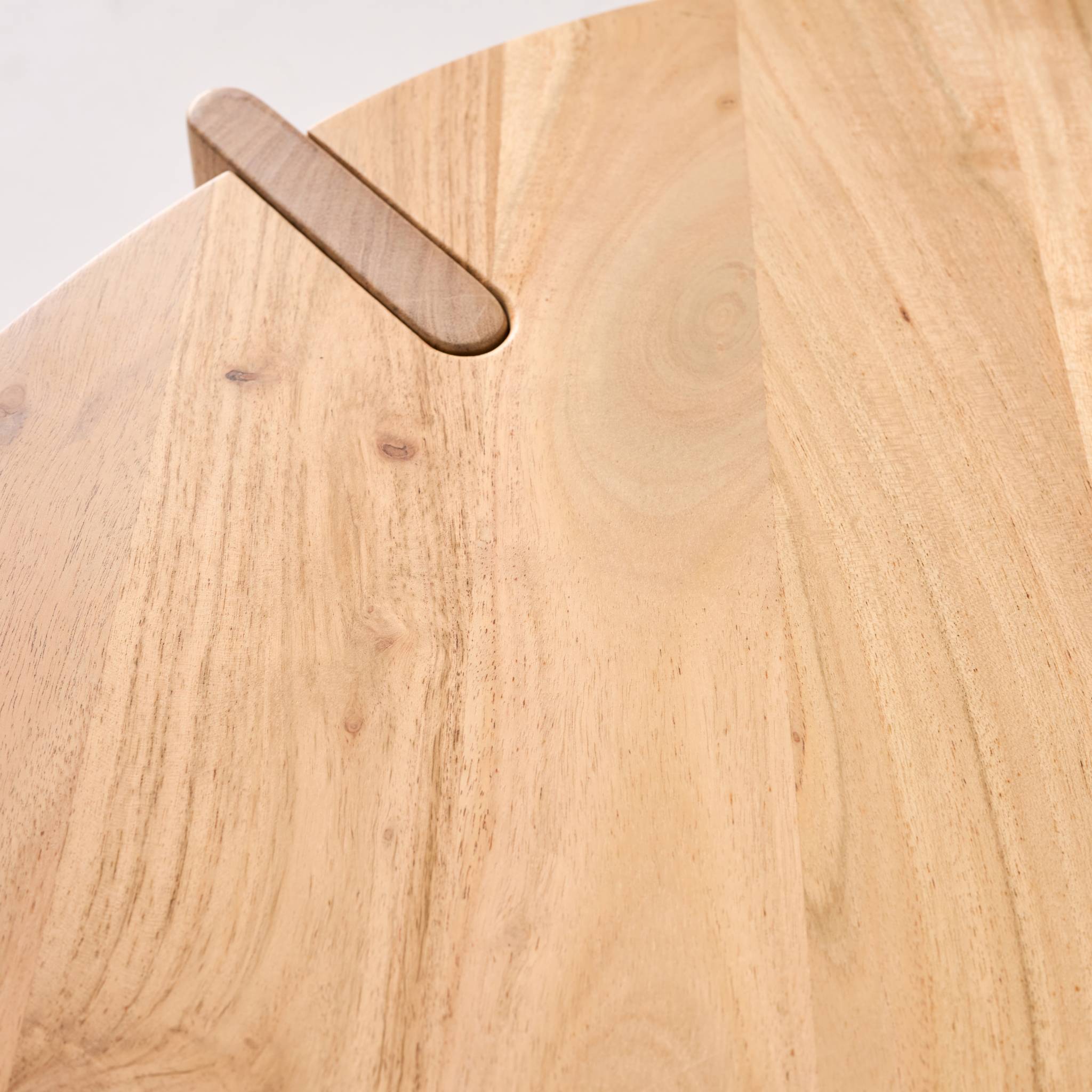 Tavolino da caffè esotico rotondo in legno massello, marrone naturale