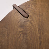 Tavolino da caffè esotico rotondo in legno massello, noce