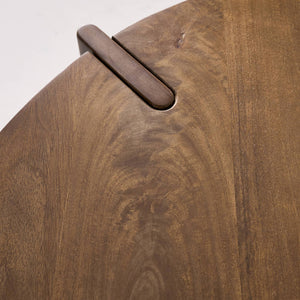 Tavolino da caffè esotico rotondo in legno massello, noce