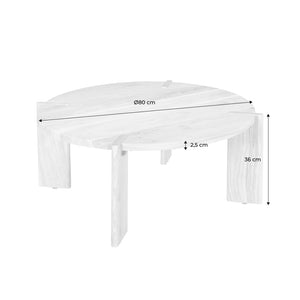 Tavolino da caffè esotico rotondo in legno massello, noce