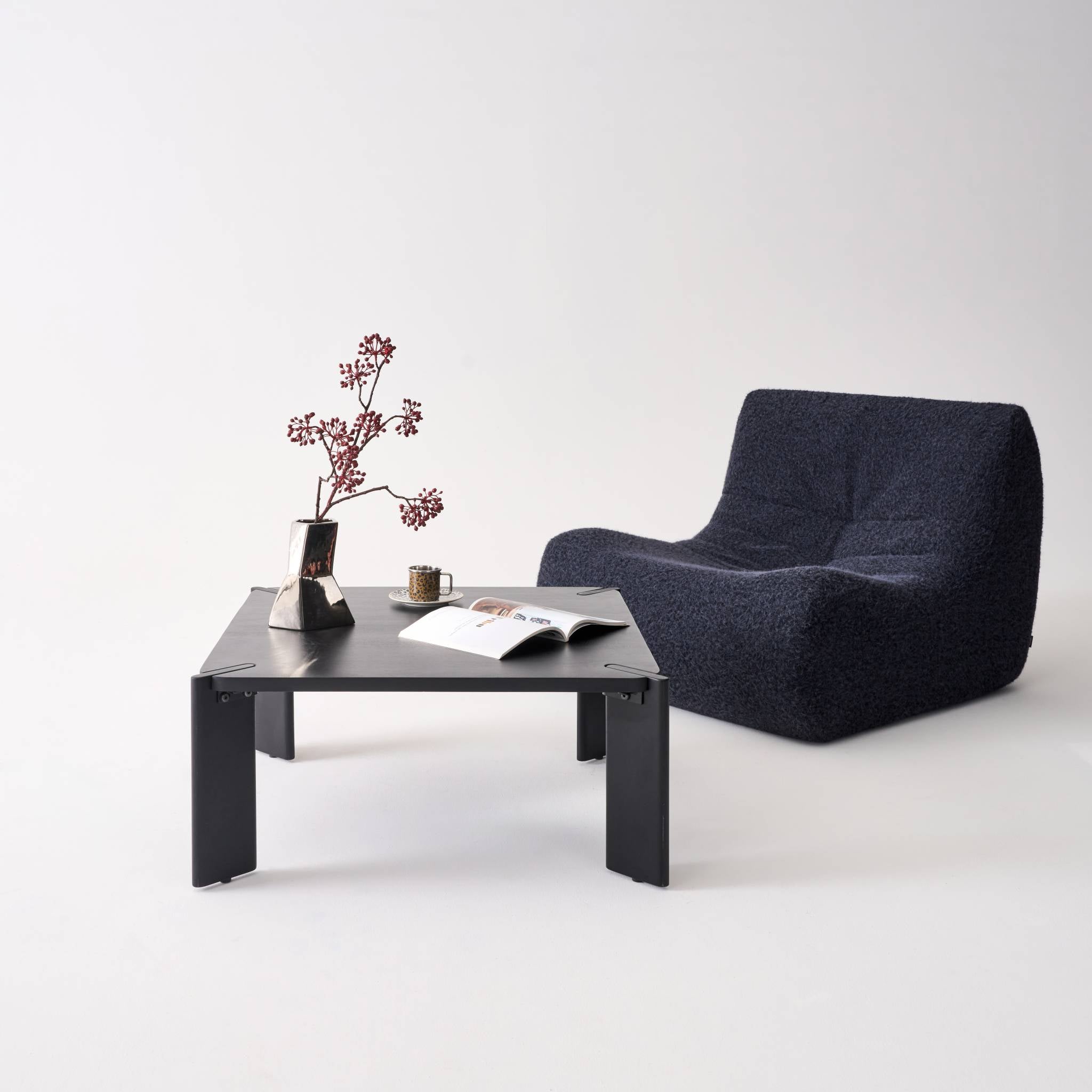 Tavolino esotico quadrato in legno massiccio, 80cm, nero