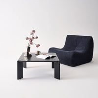 Tavolino esotico quadrato in legno massiccio, 80cm, nero