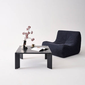 Tavolino esotico quadrato in legno massiccio, 80cm, nero