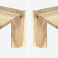 Tavolino esotico quadrato in legno massiccio, 80cm, marrone naturale