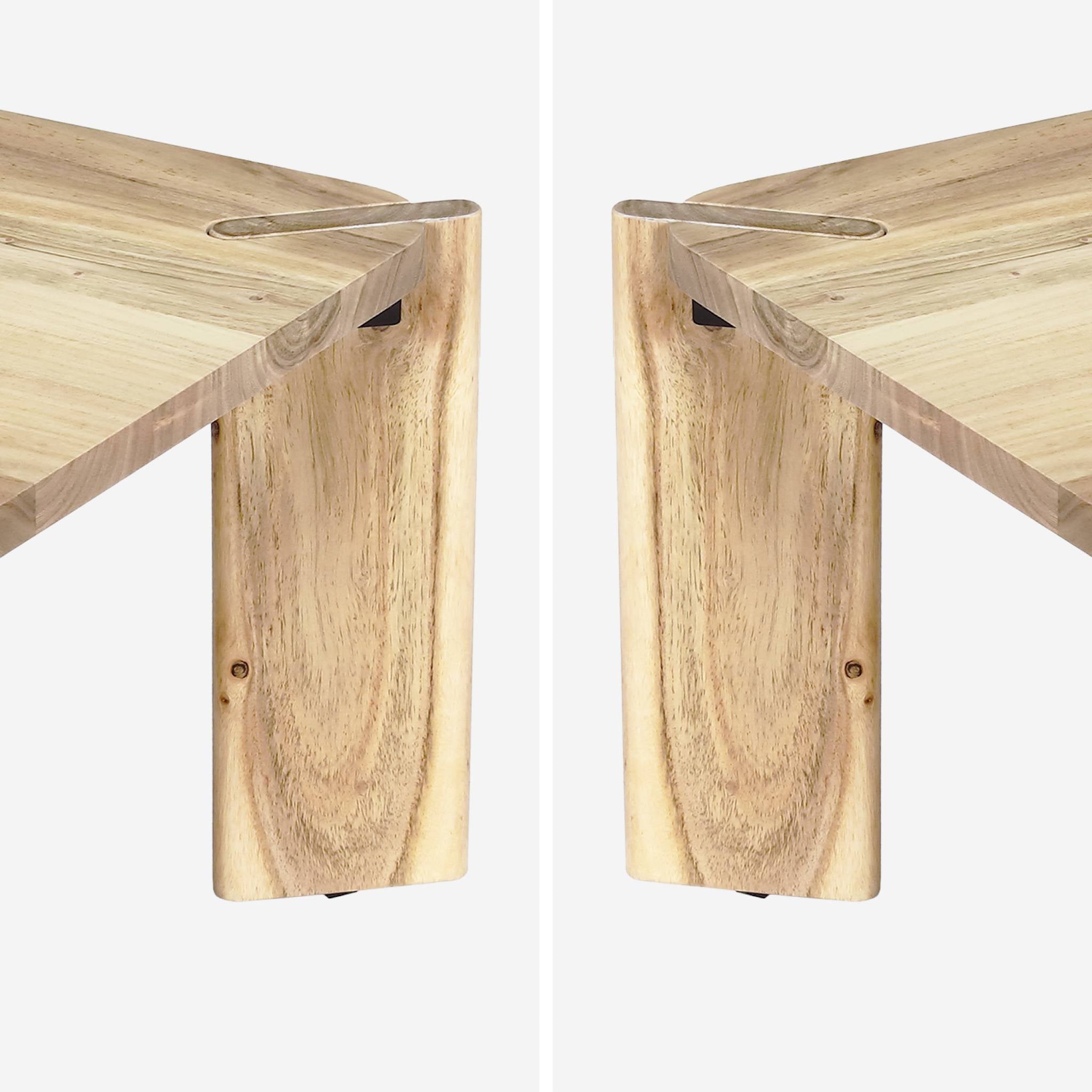 Tavolino esotico quadrato in legno massiccio, 80cm, marrone naturale