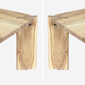 Tavolino esotico quadrato in legno massiccio, 80cm, marrone naturale