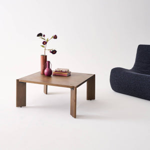 Tavolino esotico quadrato in legno massiccio, 80cm, noce