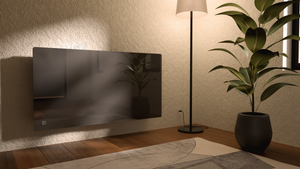 Radiatore elettrico fisso con frontale in vetro ceramico ad inerzia secca 2000W IRIS orizzontale nero