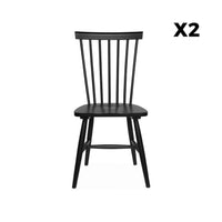 Set 2 sedie da pranzo in legno, impilabili stile vintage, nero