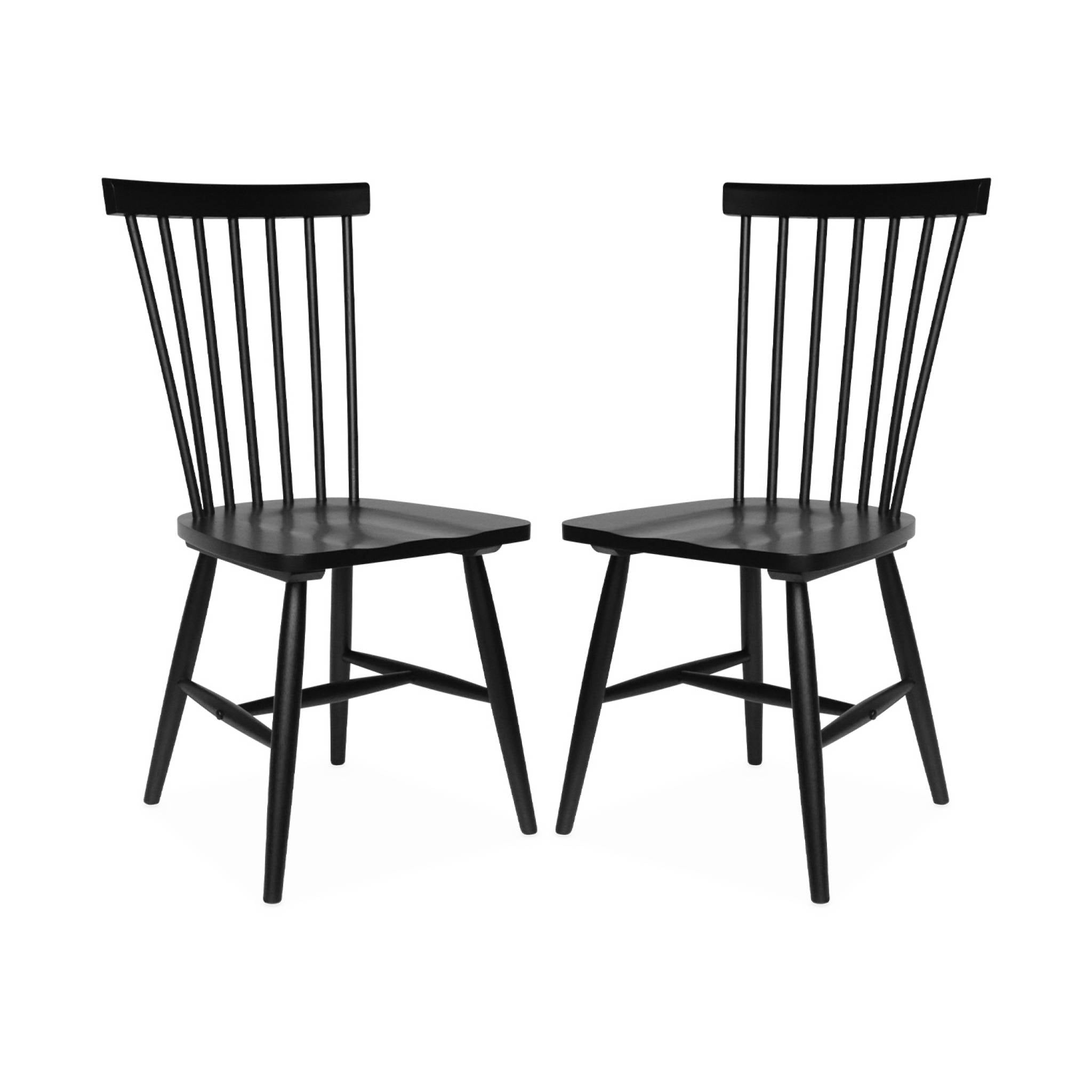 Set 2 sedie da pranzo in legno, impilabili stile vintage, nero