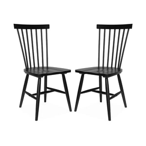 Set 2 sedie da pranzo in legno, impilabili stile vintage, nero