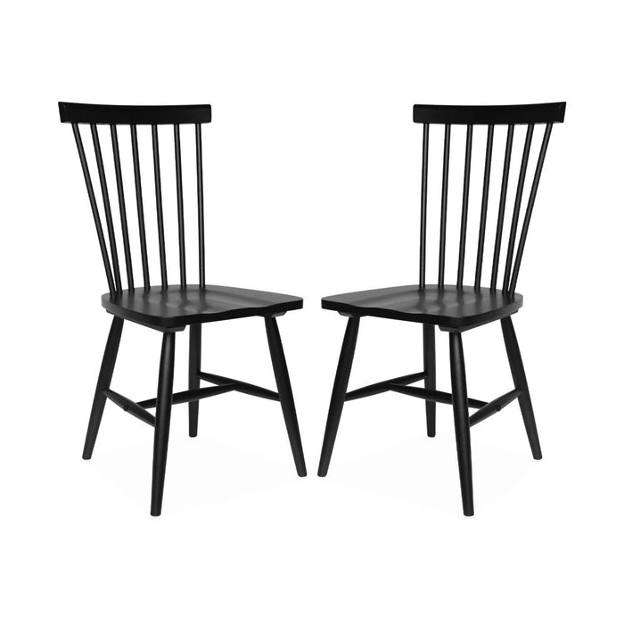 Set 2 sedie da pranzo in legno, impilabili stile vintage, nero