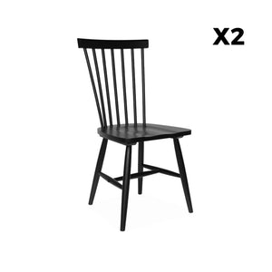 Set 2 sedie da pranzo in legno, impilabili stile vintage, nero