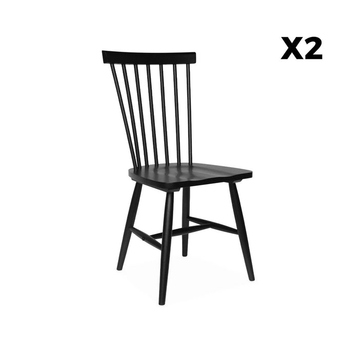 Set 2 sedie da pranzo in legno, impilabili stile vintage, nero