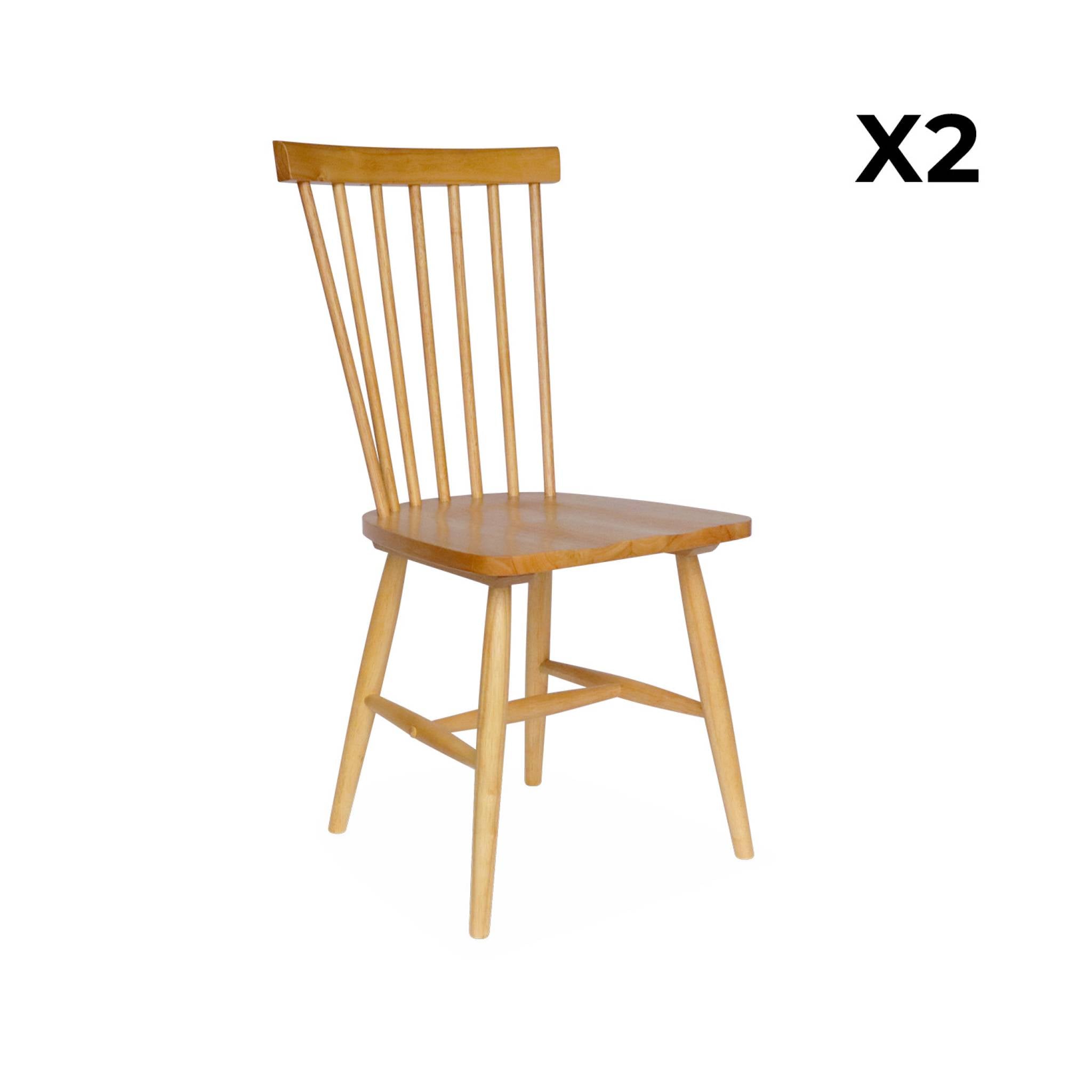 Set 2 sedie da pranzo in legno, impilabili stile vintage, marrone