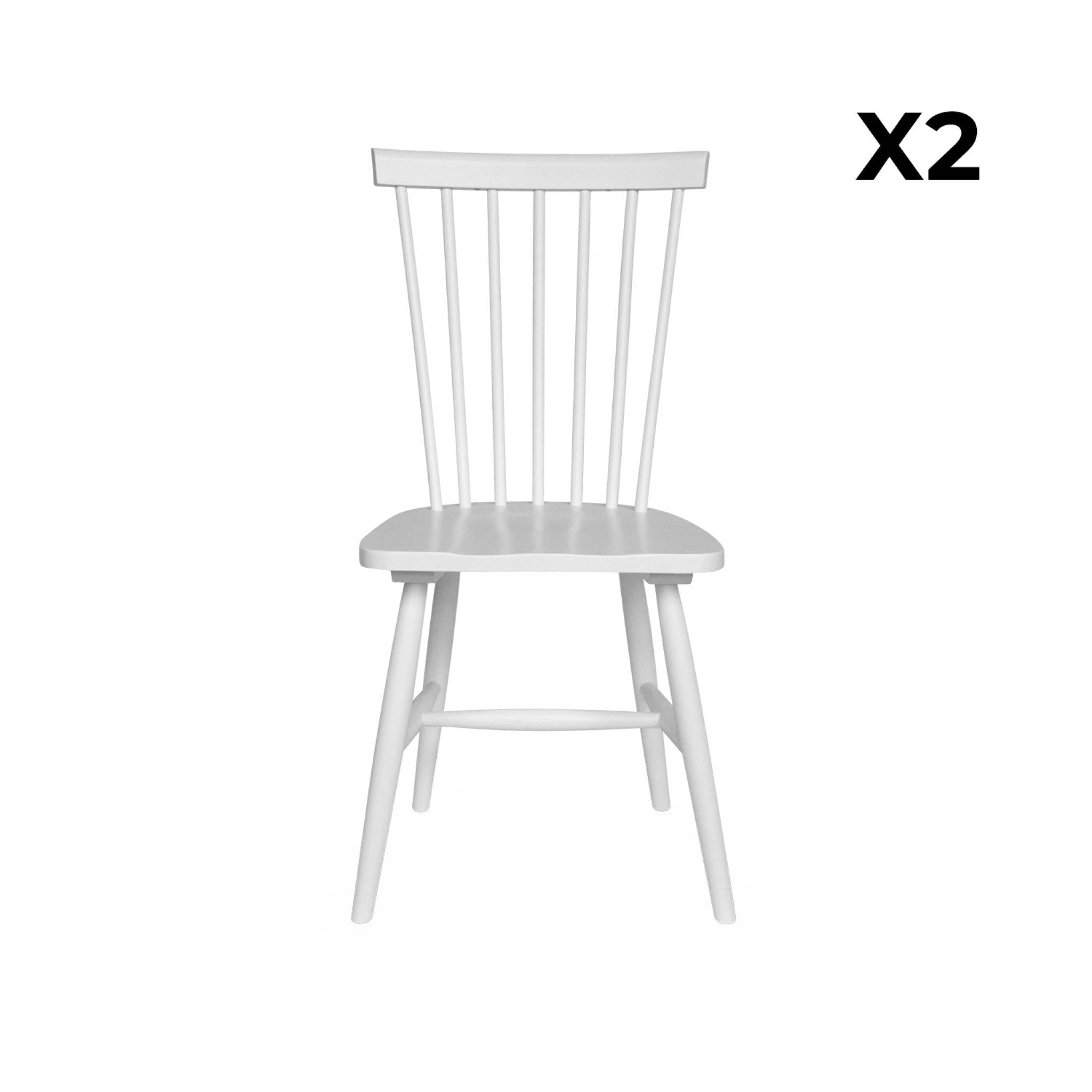 Set 2 sedie da pranzo in legno, impilabili stile vintage, bianco