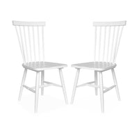 Set 2 sedie da pranzo in legno, impilabili stile vintage, bianco
