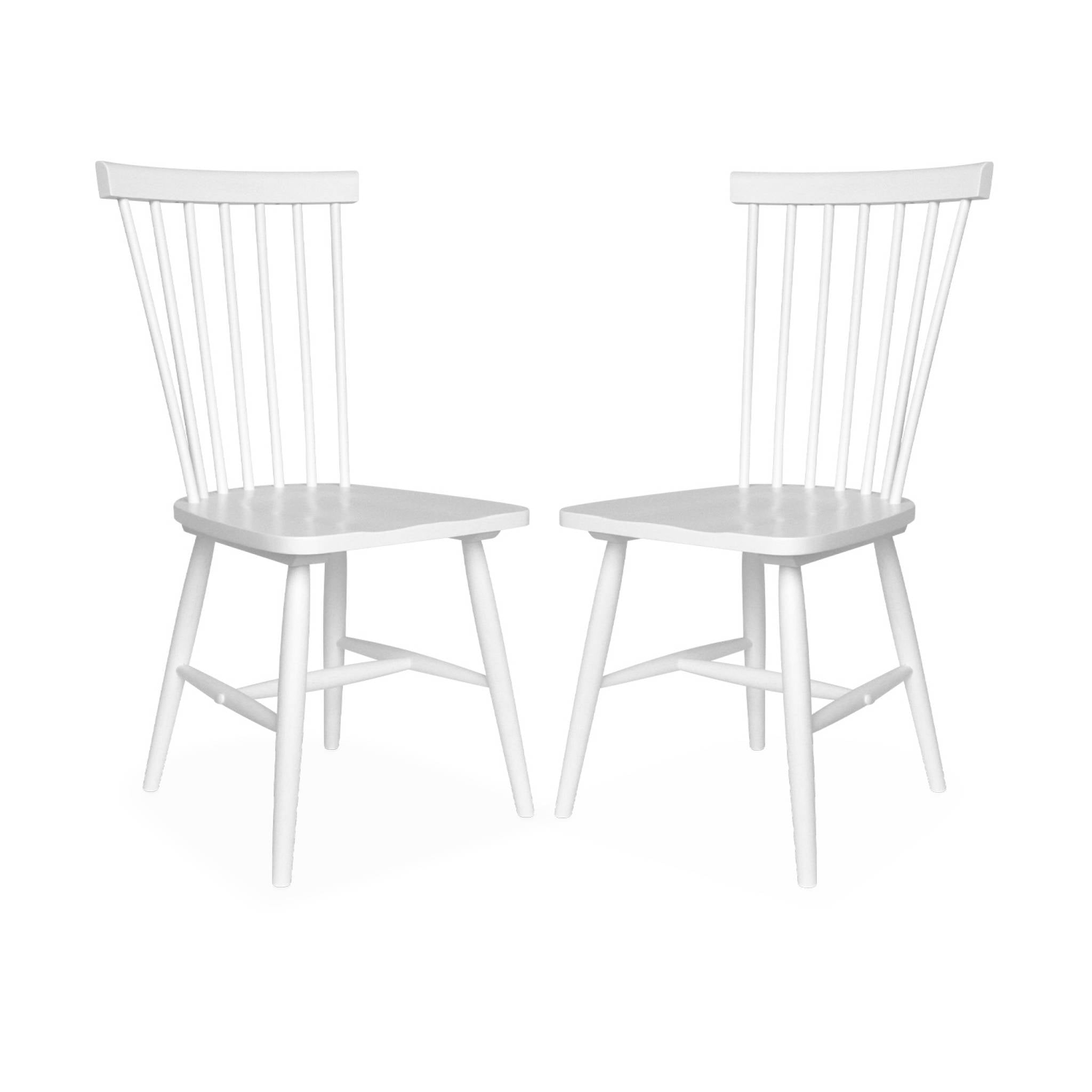 Set 2 sedie da pranzo in legno, impilabili stile vintage, bianco