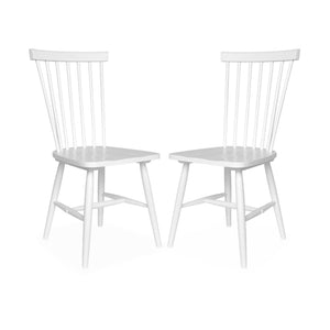 Set 2 sedie da pranzo in legno, impilabili stile vintage, bianco