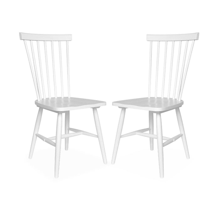 Set 2 sedie da pranzo in legno, impilabili stile vintage, bianco