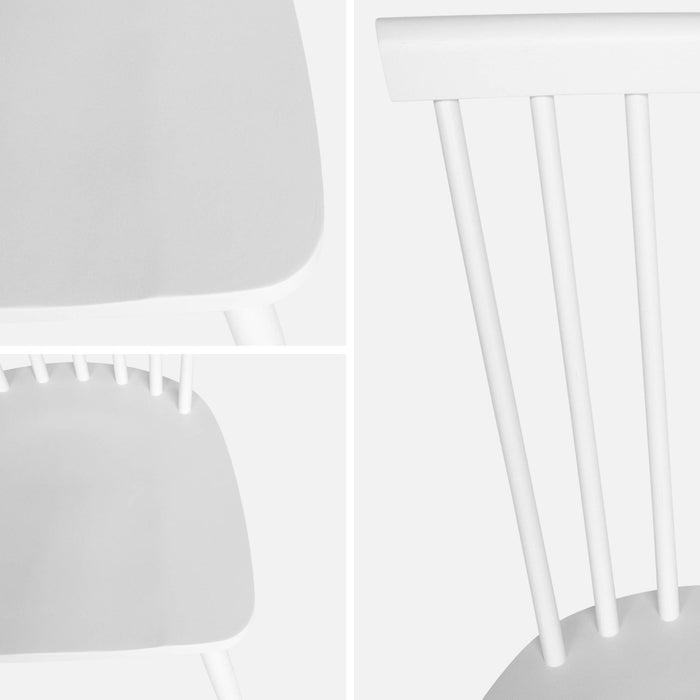 Set 2 sedie da pranzo in legno, impilabili stile vintage, bianco