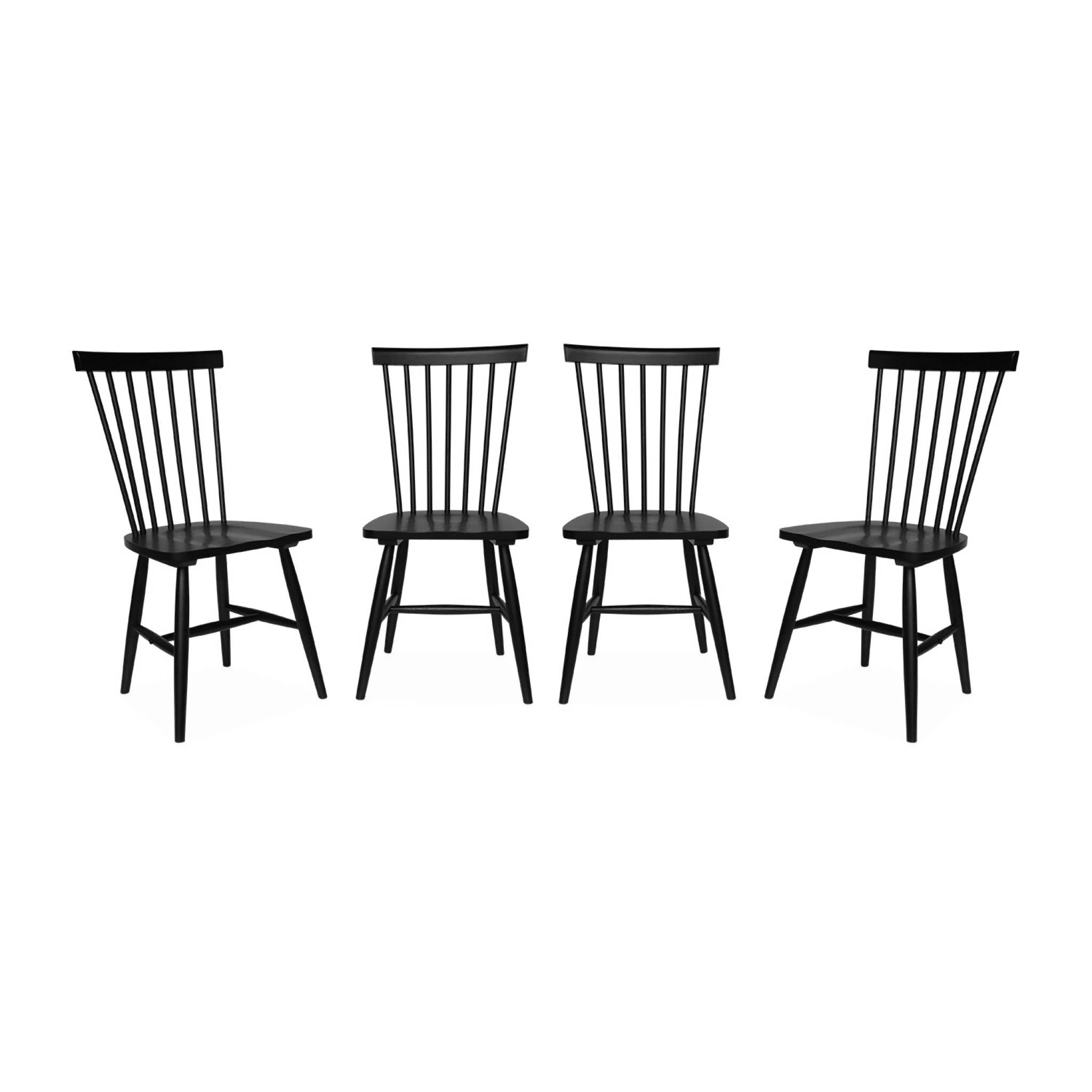 Set di 4 sedie in legno di hevea, nero