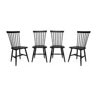 Set di 4 sedie in legno di hevea, nero