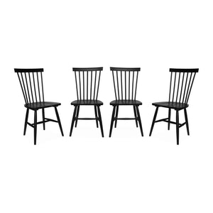 Set di 4 sedie in legno di hevea, nero