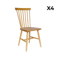 Set di 4 sedie a doghe in legno di gomma naturale | sweeek