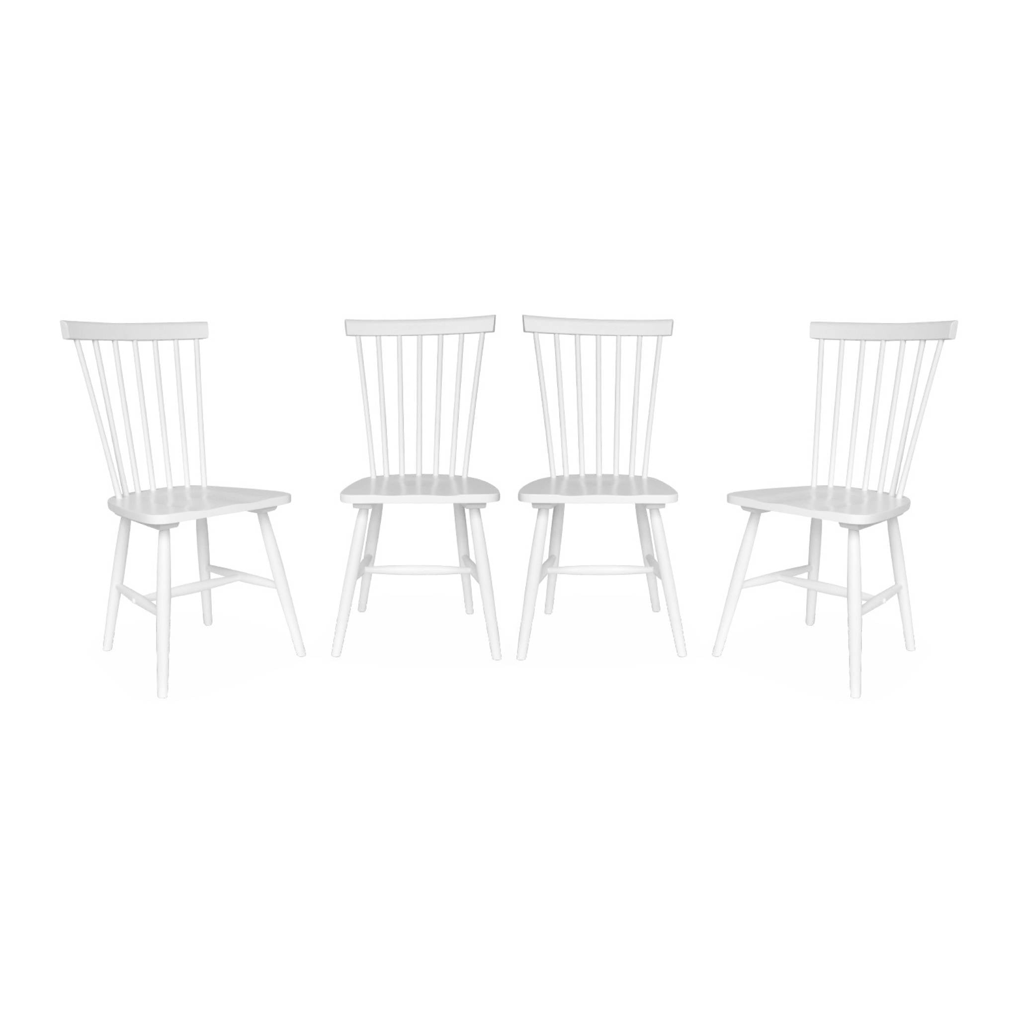 Set di 4 sedie in legno di hevea, bianco