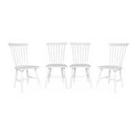 Set di 4 sedie in legno di hevea, bianco