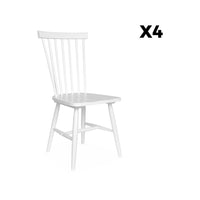 Set di 4 sedie in legno di hevea, bianco