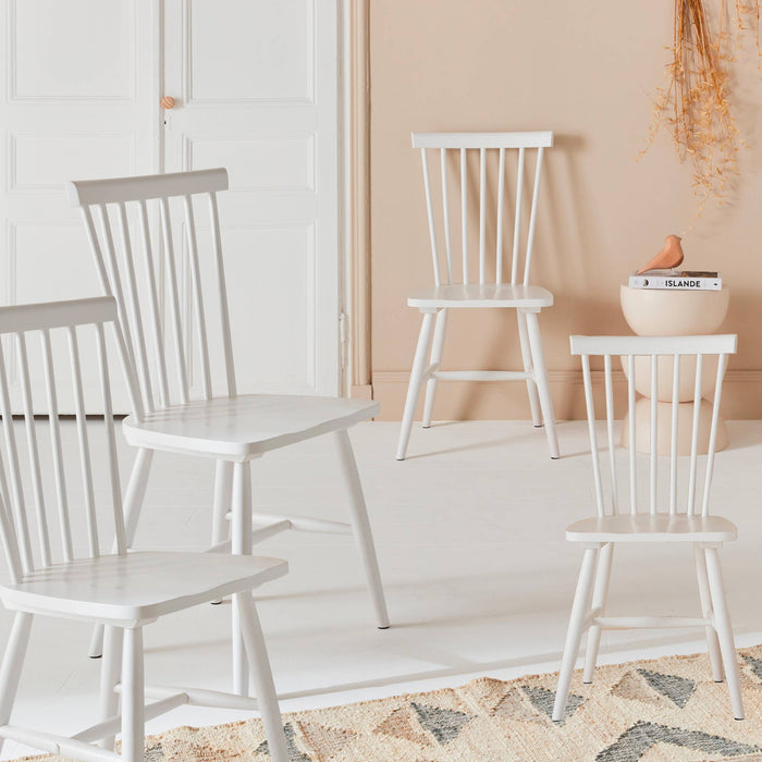 Set di 4 sedie in legno di hevea, bianco