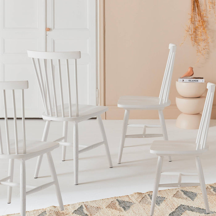 Set di 4 sedie in legno di hevea, bianco