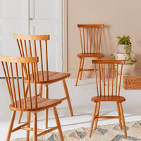 Set di 4 sedie a doghe in legno di gomma naturale | sweeek