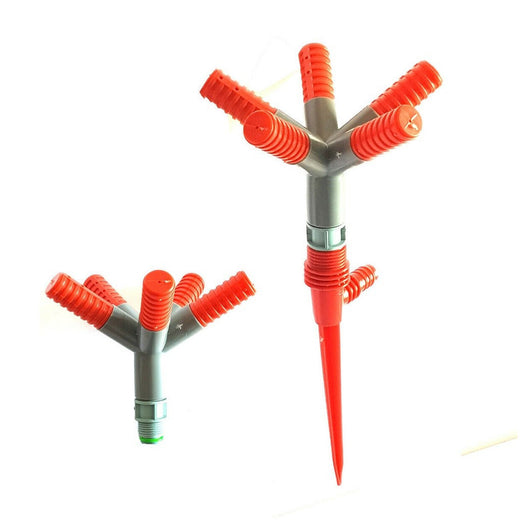 Trade Shop - Irrigatore Giardino Spruzzatore Prato Picchetto Puntale 5 Bracci 360° Rotante -