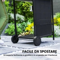 Barbecue a Gas con 3 Bruciatori Indipendenti e Coperchio con Termometro, 108x54x97 cm, Nero