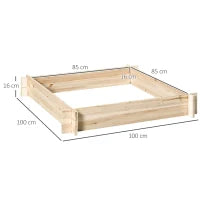 Letto per Orto e Giardino in Legno di Abete, Montaggio Senza Viti, 100x100x16cm
