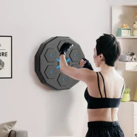 Macchina da Boxe Musicale a Parete, con Connessione Bluetooth e Luci Blu, 40x40 cm, Nero