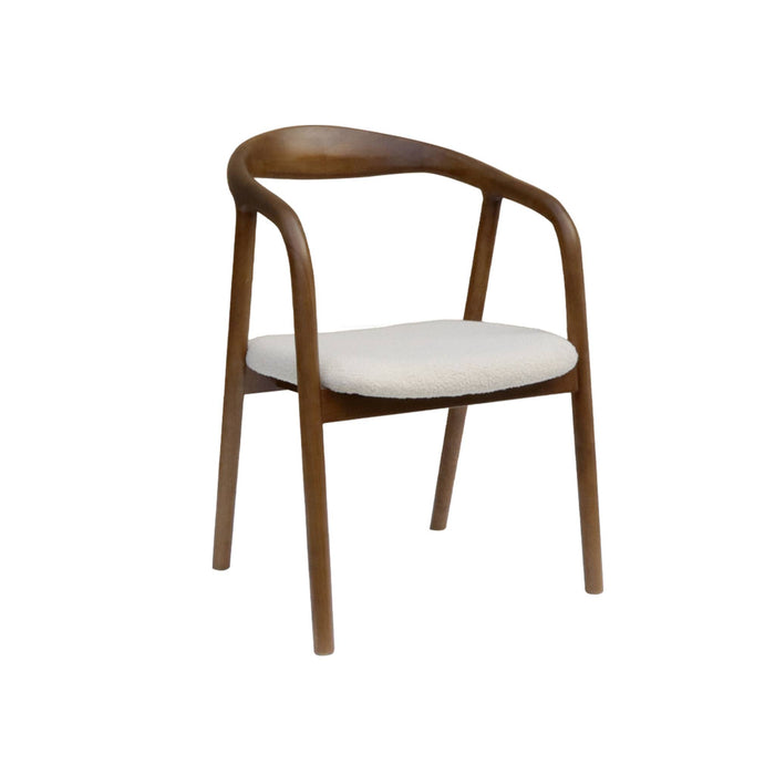 Set di 2 sedie in legno di hevea e bouclé, marrone