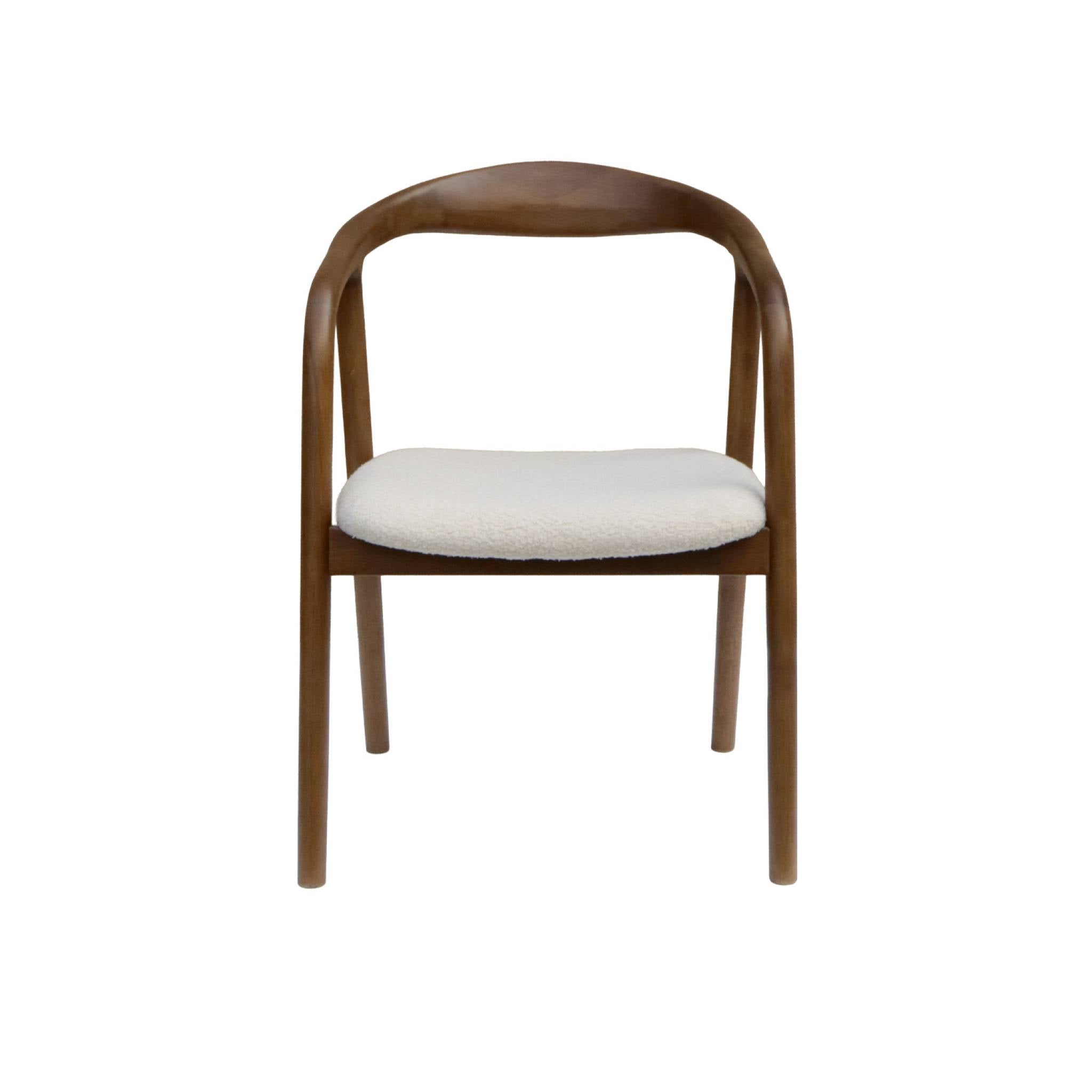 Set di 2 sedie in legno di hevea e bouclé, marrone