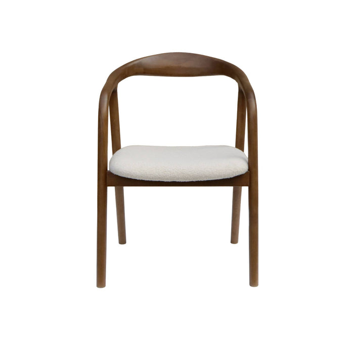 Set di 2 sedie in legno di hevea e bouclé, marrone