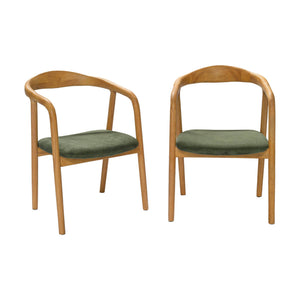 Set di 2 sedie vintage in legno di hevea e velluto a coste, marrone