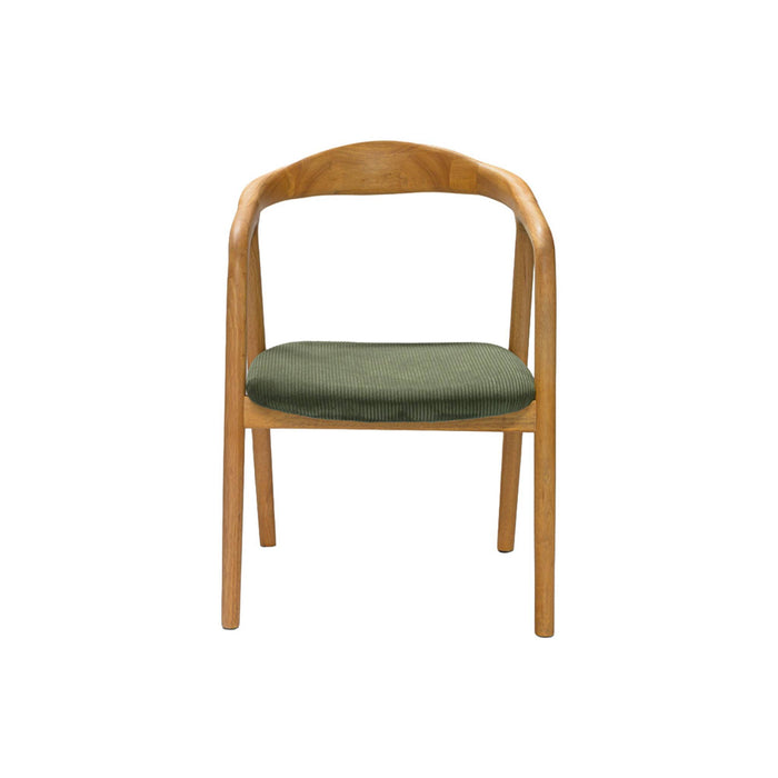 Set di 2 sedie vintage in legno di hevea e velluto a coste, marrone