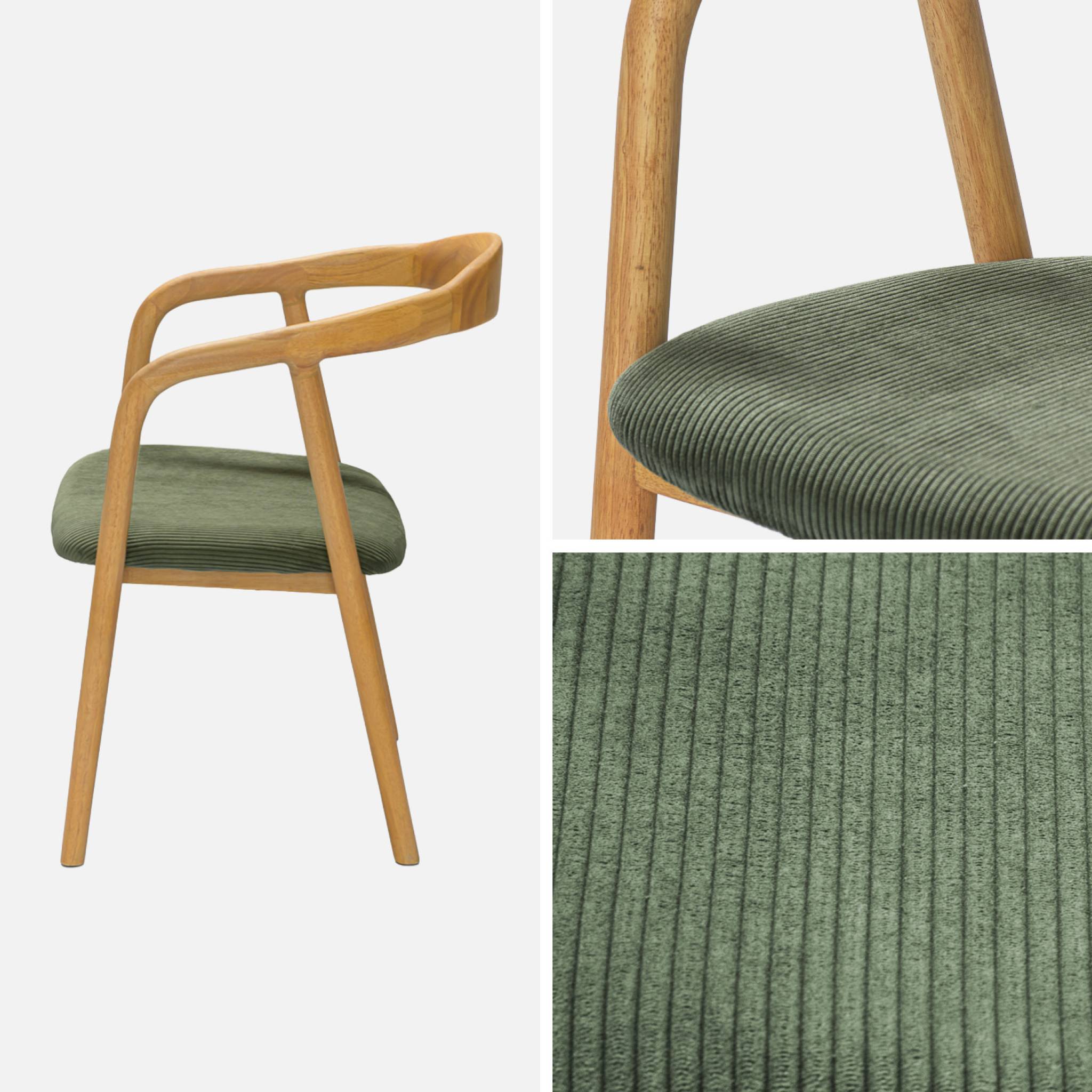 Set di 2 sedie vintage in legno di hevea e velluto a coste, marrone